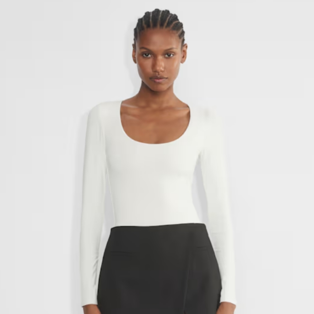 Aritzia White Cream Bodysuit Contour